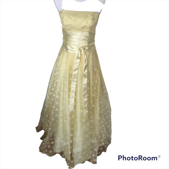 Masquerade Prom Dress, Yellow Tulle w/Polka Dots, sz 5/6 - Picture 6 of 11
